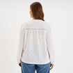 Blouse ajour&eacute;e manches 3/4 col tunisien blanc femme grande taille