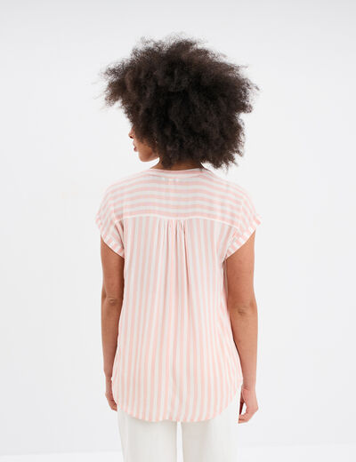 Blouse crépon manches courtes orange corail femme