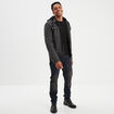 Veste à capuche amovible coton Trappeur gris foncé homme