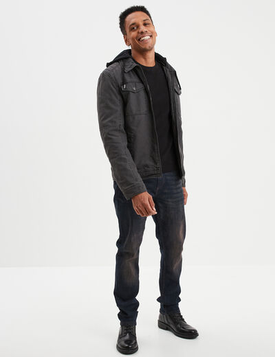 Veste à capuche amovible coton Trappeur gris foncé homme