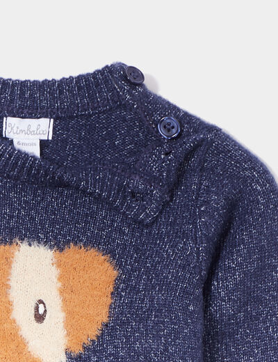 Pull droit épaule boutonnée Kimbaloo bleu marine bébé garçon