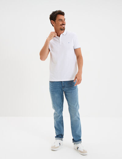 Polo manches courtes bords contrastés blanc homme