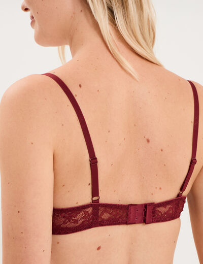 Soutien-gorge corbeille padd&eacute; dentelle bordeaux femme