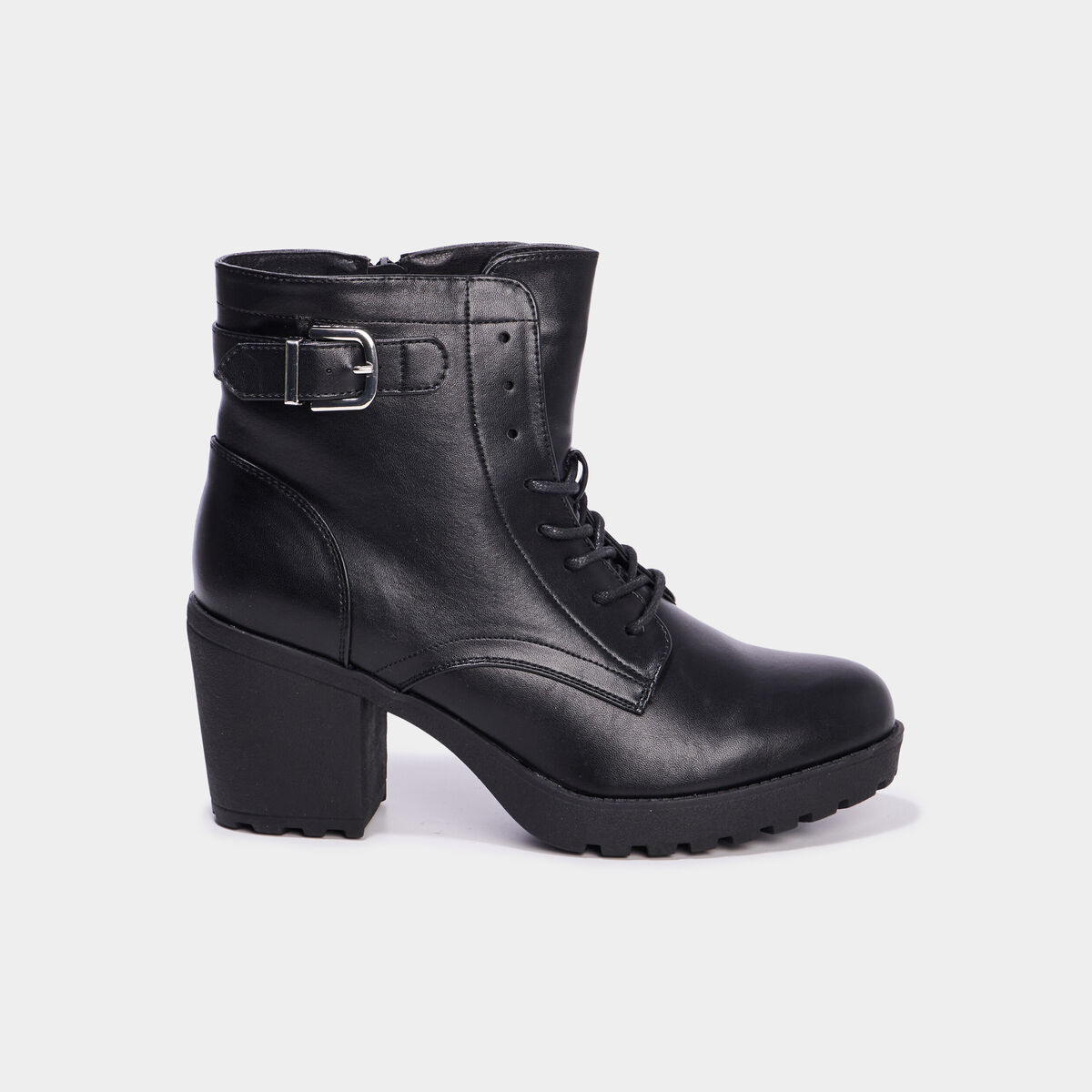 Boots &agrave; lacets et talons 5 cm noir femme