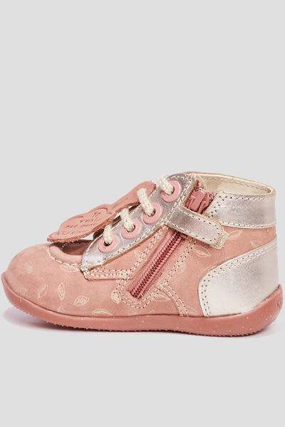 Bottillons en cuir Bonzip2 rose bébé fille