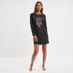 Chemise de nuit t-shirt col rond gris fonc&eacute; femme