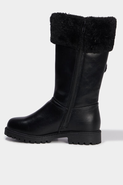 Bottes fourr&eacute;es &agrave; pompons noir fille