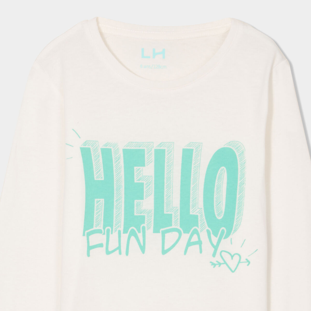 T-shirt manches longues coton ivoire fille
