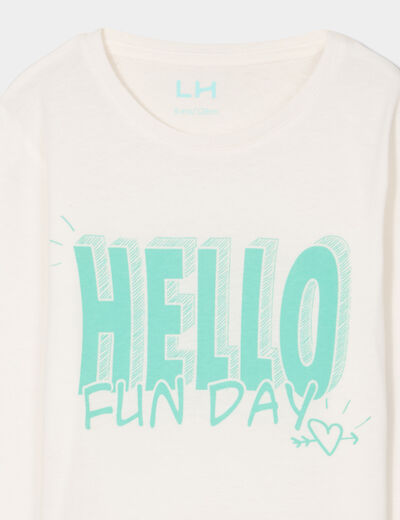 T-shirt manches longues coton ivoire fille