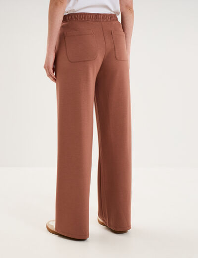 Pantalon de jogging large molletonn&eacute; marron femme