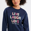 Sweat col rond manches longues bleu marine femme