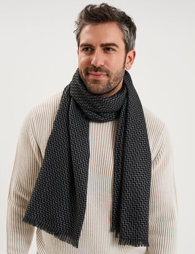 Foulard rectangulaire avec bords franges noir homme