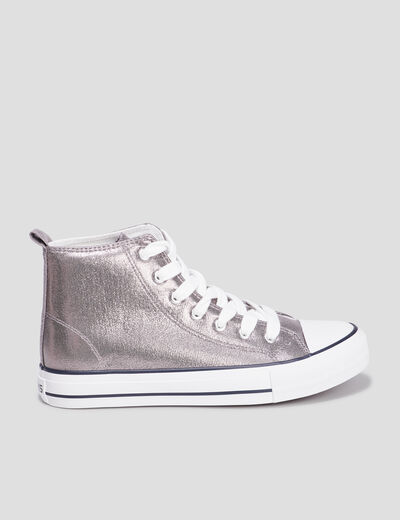 Tennis montantes à lacets Creeks gris argent femme