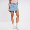 Jupe-short en jean coton denim bleach femme