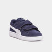 Tennis basses à scratchs en cuir Puma bleu marine garçon