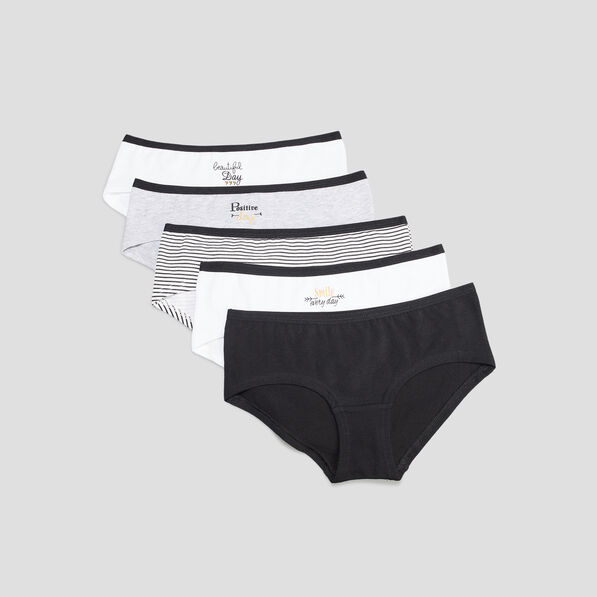 lot 5 shortys coton noir fille Lot 5 shortys coton noir fille
