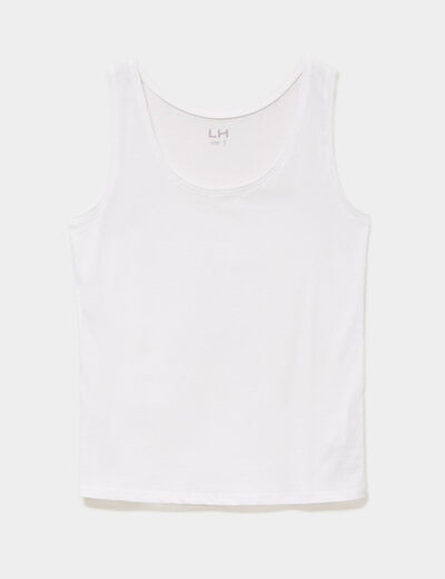 D&eacute;bardeur bretelles larges coton blanc femme