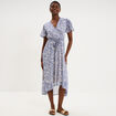 Robe longue &eacute;vas&eacute;e col cache-coeur bleu femme