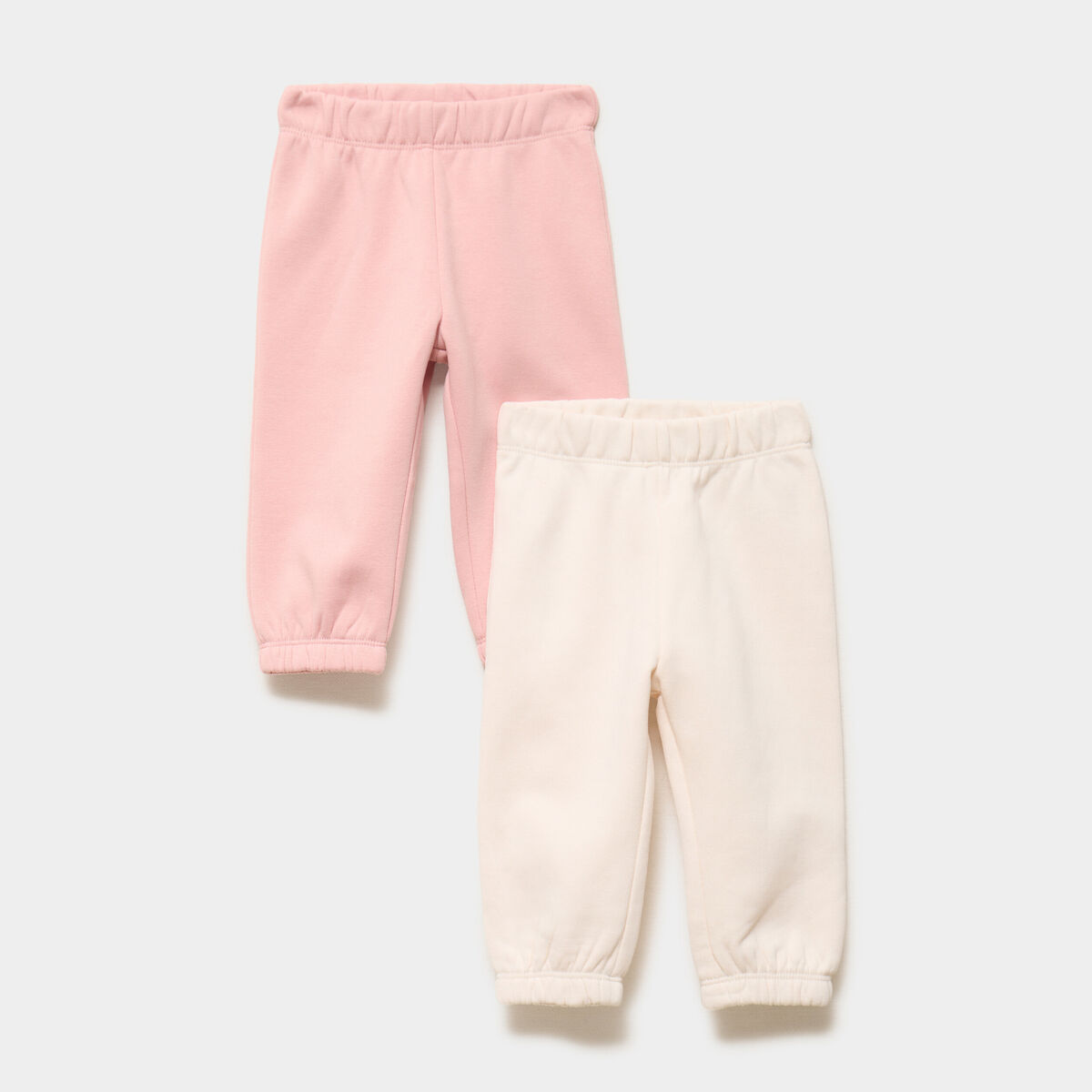 Lot 2 pantalons de jogging bas &eacute;lastiqu&eacute; rose poudr&eacute;e b&eacute;b&eacute; fille