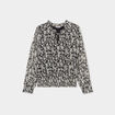 Blouse manches longues col montant noir femme