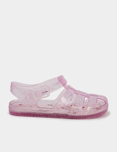 Sandales de plage paillettes rose fille