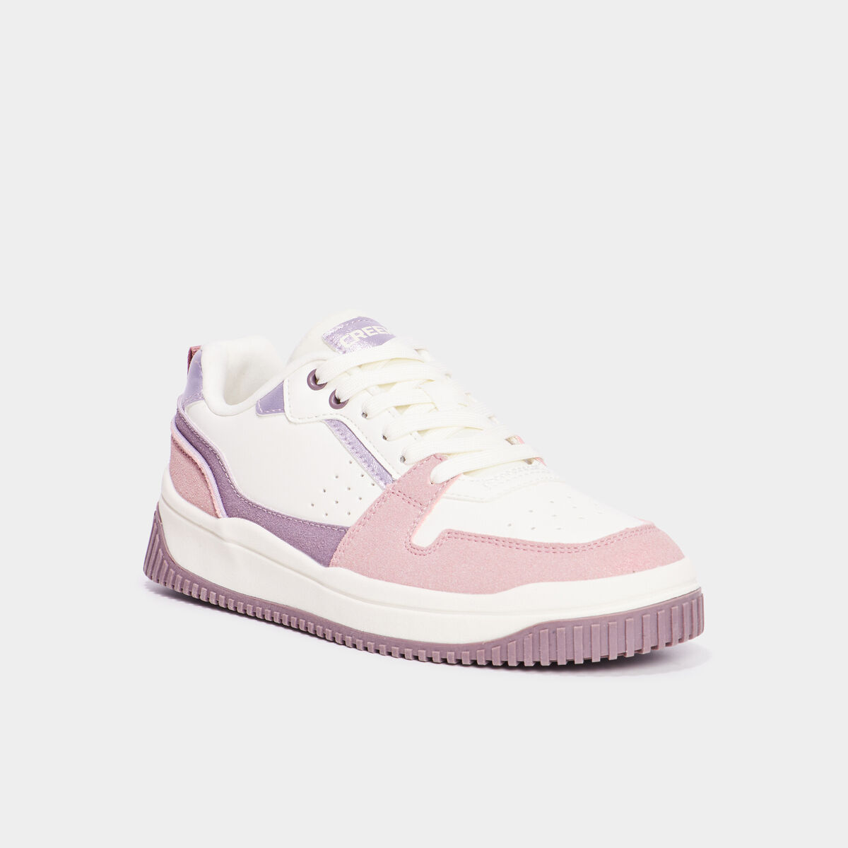 Tennis basses semelle plate &eacute;paisse violet femme