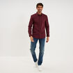 Chemise stretch manches longues violet fonc&eacute; homme