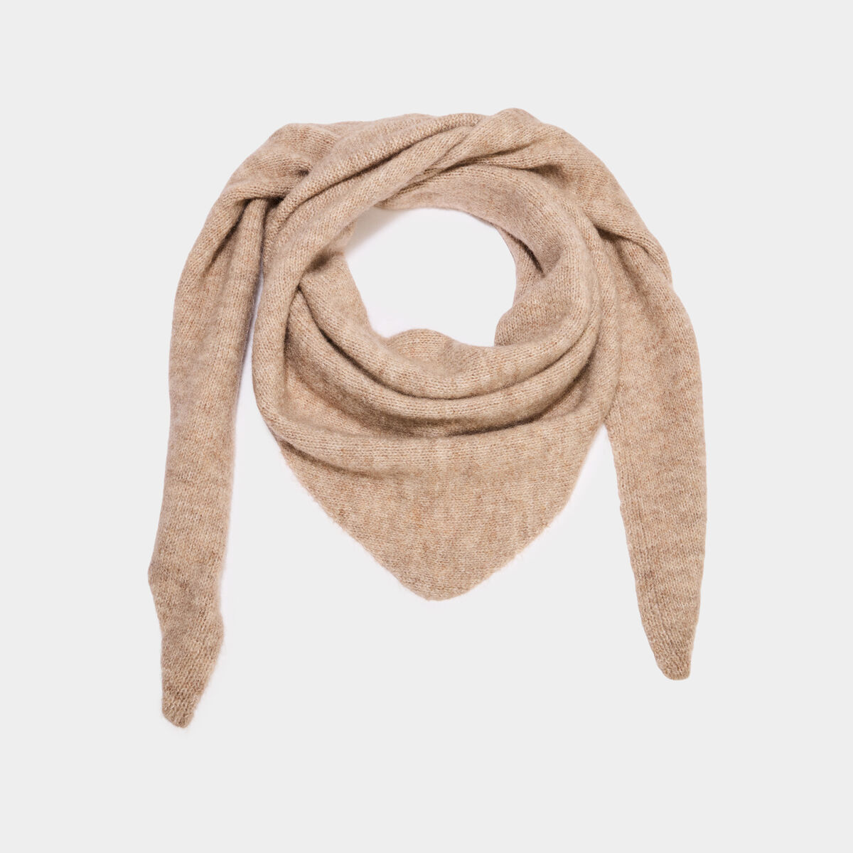 &Eacute;charpe triangulaire en maille douce beige femme