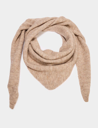 &Eacute;charpe triangulaire en maille douce beige femme