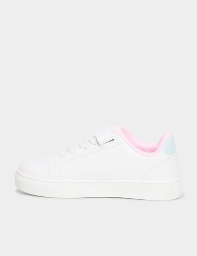 Tennis basses à scratchs Stitch blanc fille