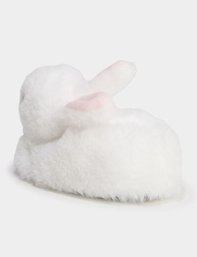 Mono chausson fausse fourrure blanc b&eacute;b&eacute; fille