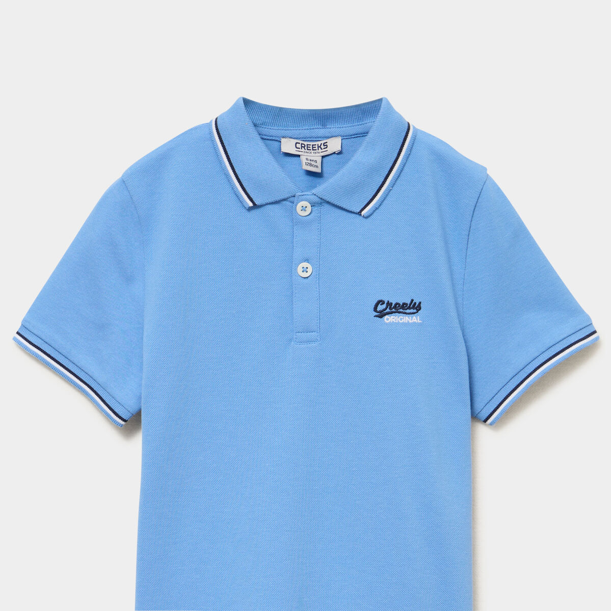 Polo manches courtes coton bleu lavande gar&ccedil;on