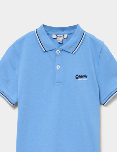 Polo manches courtes coton bleu lavande gar&ccedil;on