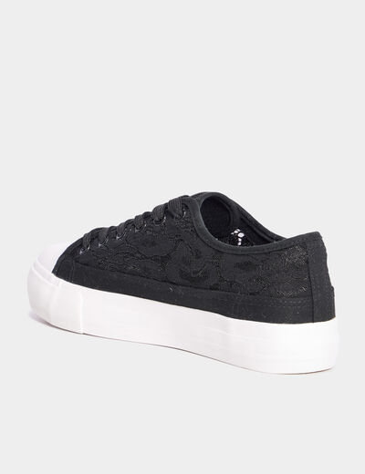 Tennis en toile dentelle Mosquitos noir femme