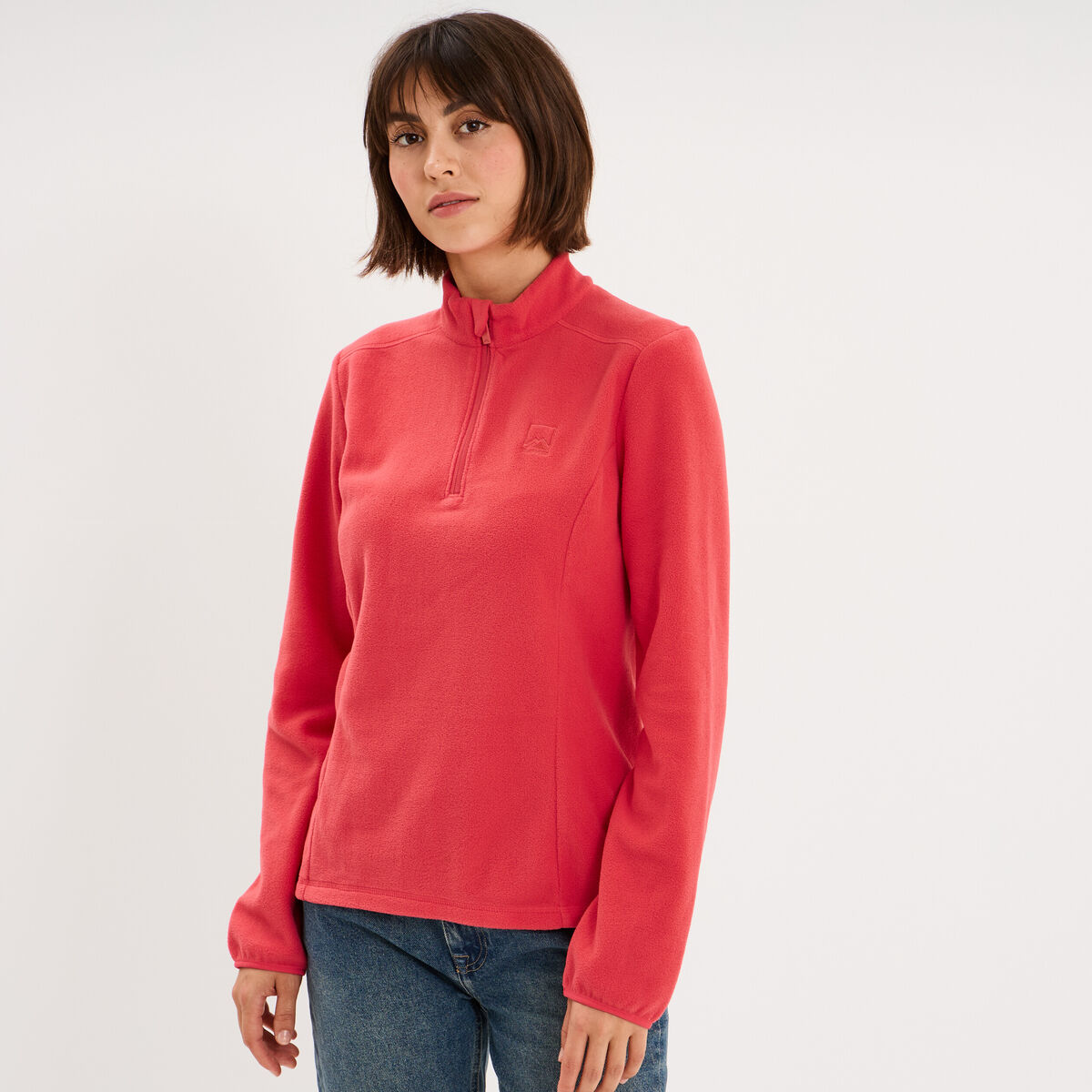 Sweat polaire col camionneur rose femme