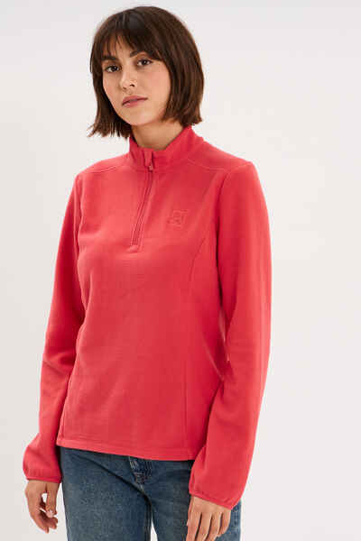 Sweat polaire col camionneur rose femme