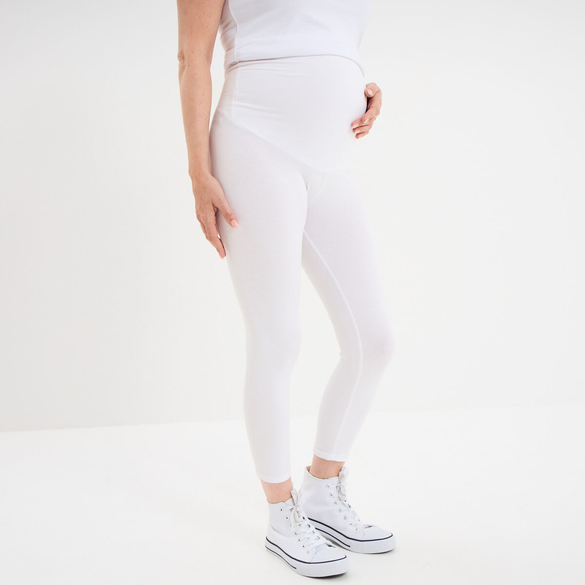 Legging 7/8ème grossesse blanc femme maternité