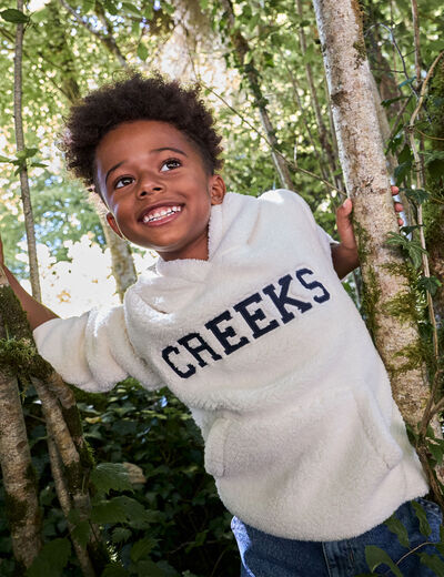 Sweat à capuche hoodie oversize blanc garçon