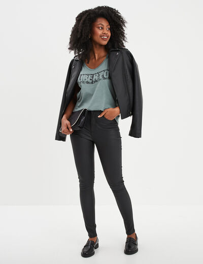 Pantalon enduit skinny push-up Liberto noir femme