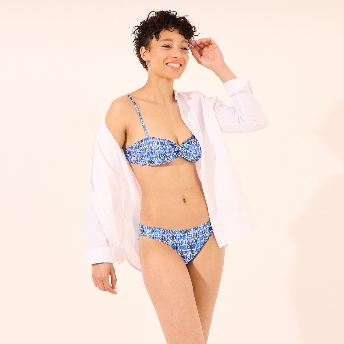Haut de maillot de bain bandeau bleu femme
