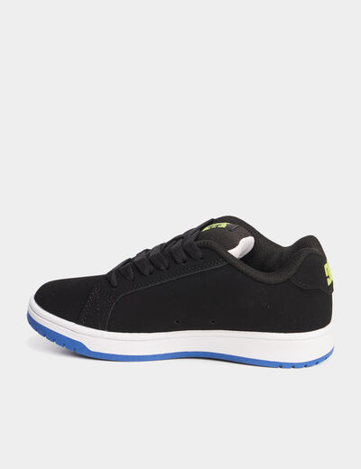 Tennis basses &agrave; lacets en cuir noir gar&ccedil;on
