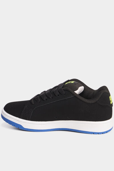 Tennis basses &agrave; lacets en cuir noir gar&ccedil;on