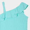 Débardeur asymétrique à volants bleu turquoise fille