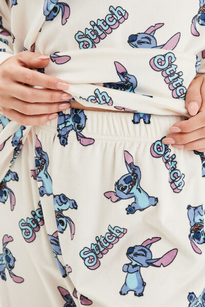 Coffret ensemble pyjama velours Stitch rose clair femme