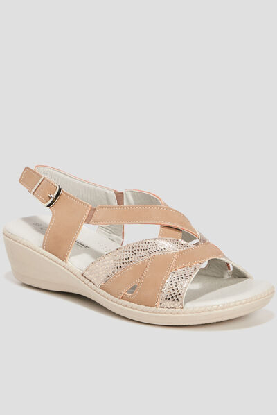 Sandales à talons compensés taupe femme
