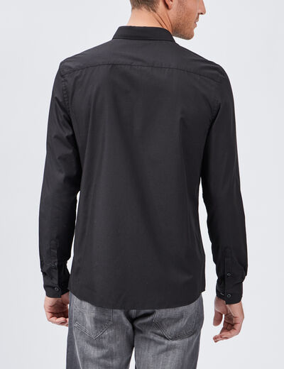 Chemise ajustée col italien noir homme