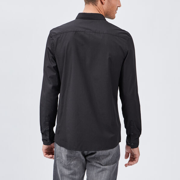 Chemise ajustée col italien noir homme