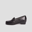 Mocassins en cuir compensés pied large noir femme