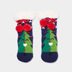 Chaussettes d'intérieur à pompons bleu marine garçon