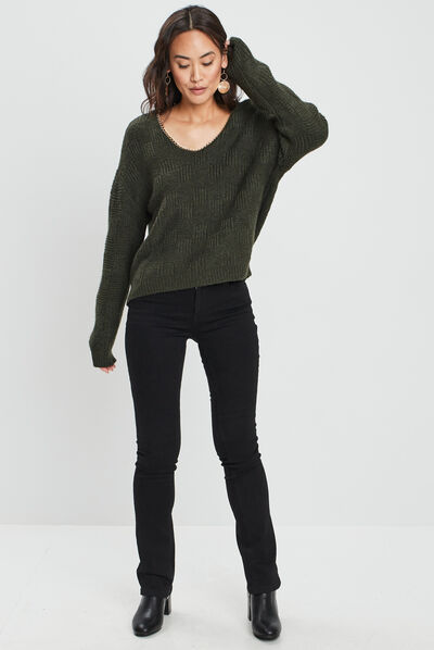 Jeans bootcut taille normale noir femme